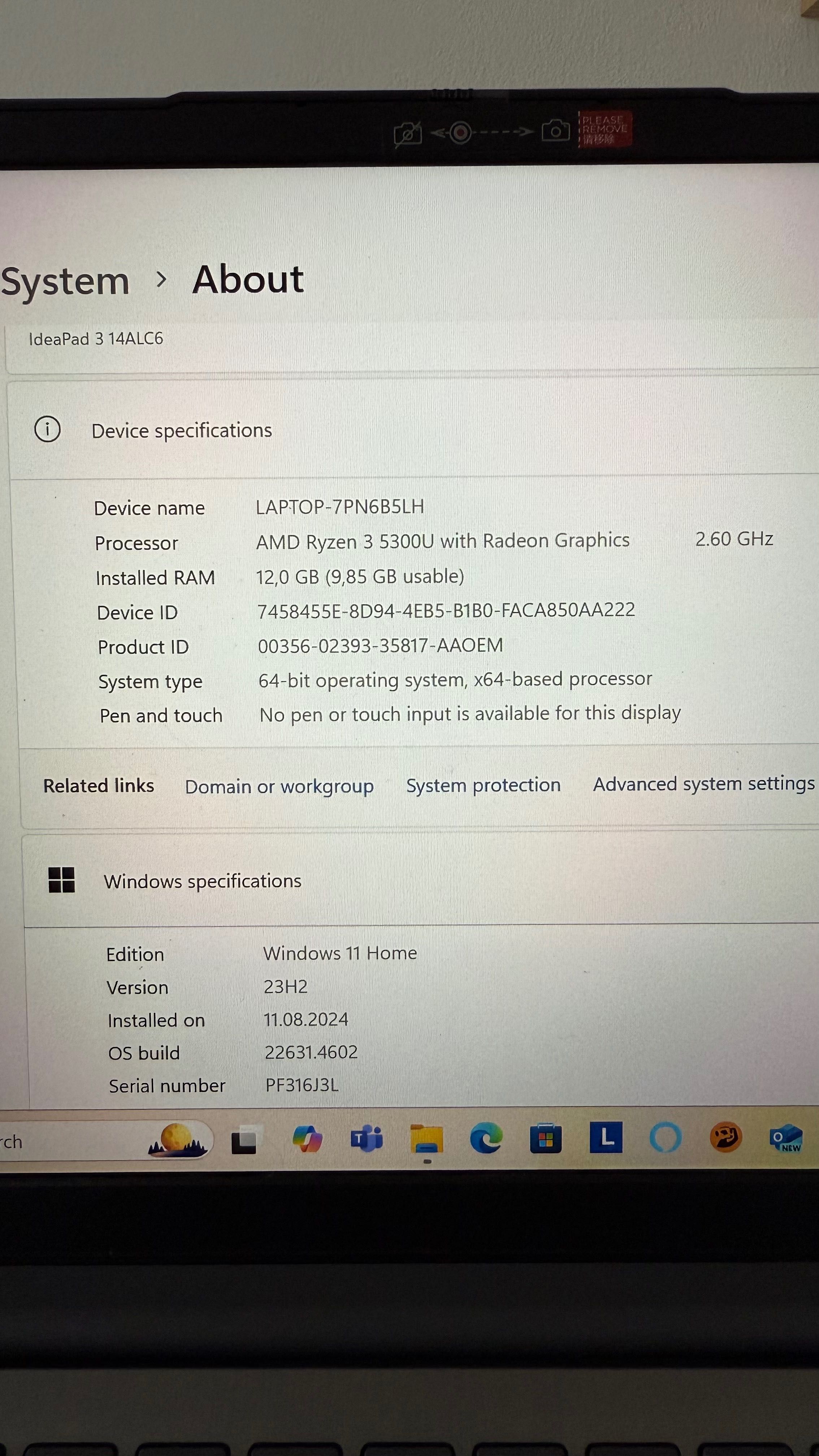 Laptop Lenovo IdeaPad 3 14inch, AMD Ryzen 3 5300U, 12GB RAM, 256GB SSD
