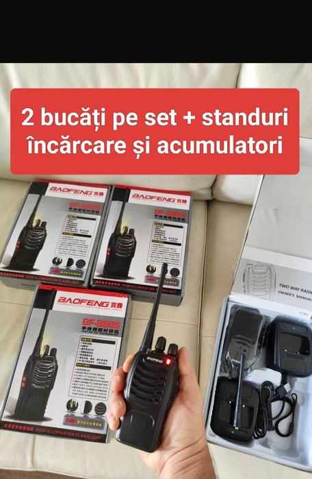 Stații Radio Emisie recepție Walkie Talkie 4km Semnal SET 2 statii