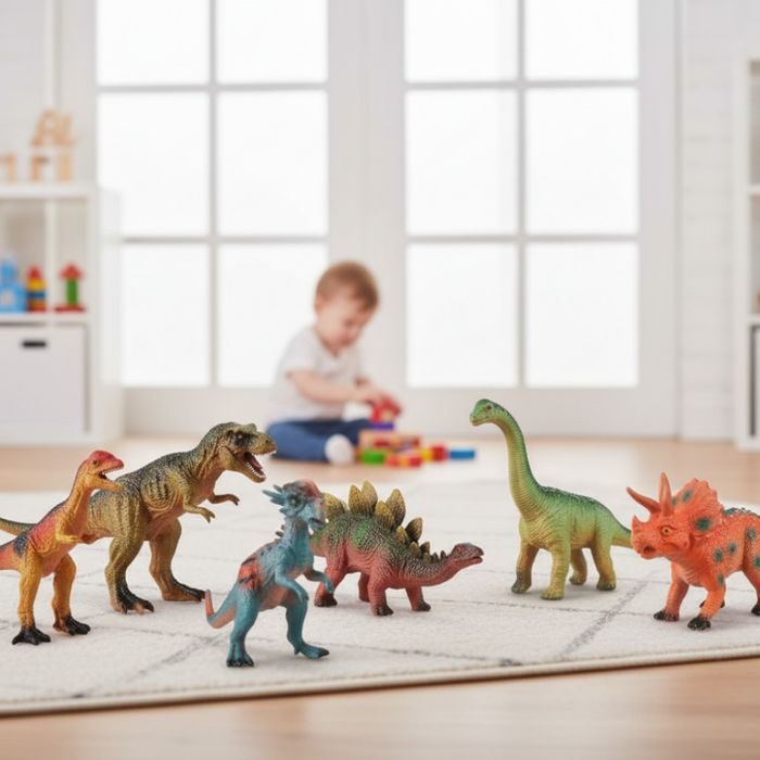 Детски комплект фигурки динозаври със звук – DINOSAUR ERA 6 броя