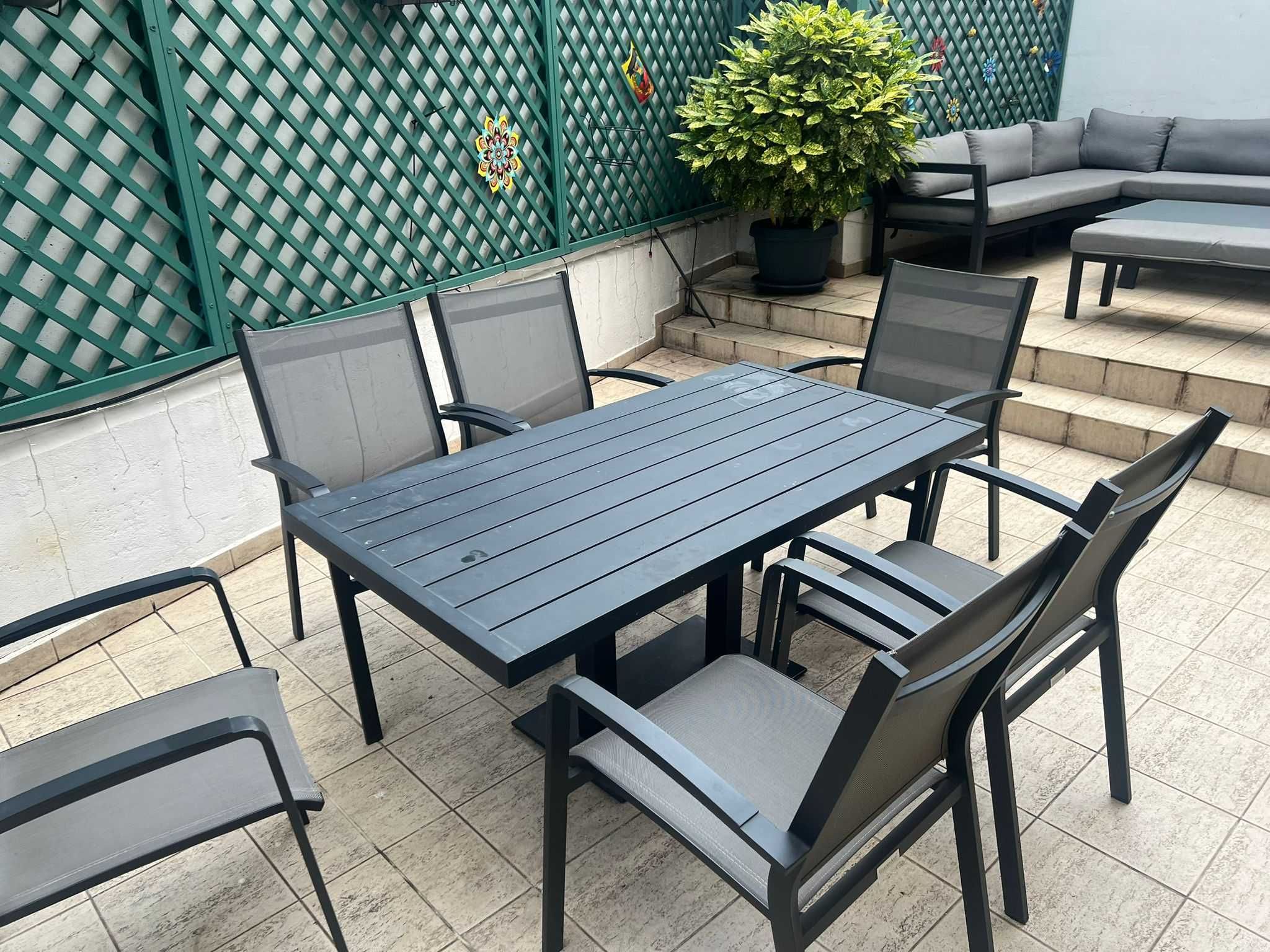 Set exterior Mobexpert masă Bondi + 4 scaune Basic, stil minimalist