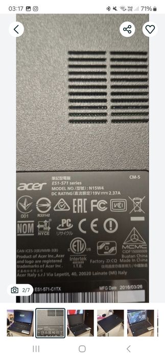 Vând laptop Acer ES1-571