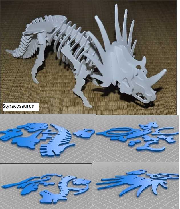 kit 2 in 1 -puzzle 3D- dinozauri-Dino, T-Rex,  Velociraptor etc