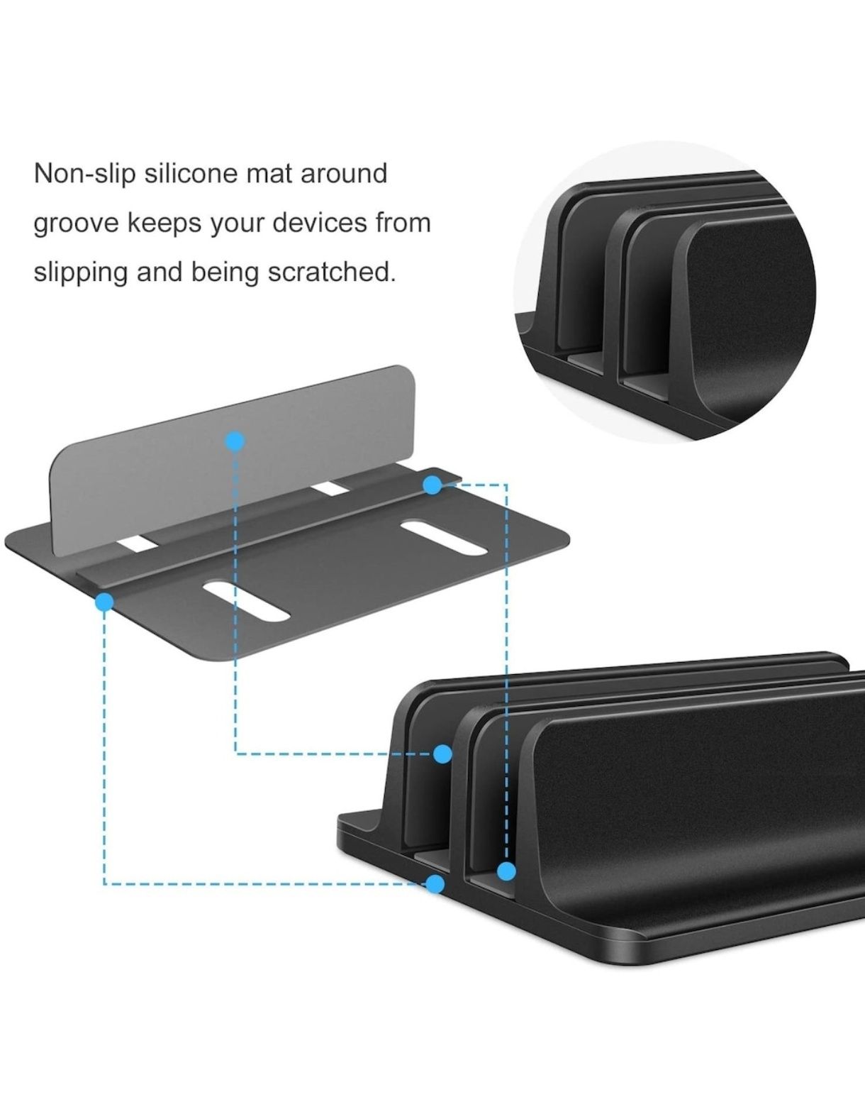 Suport / Stand Laptop - 2 sloturi - Ajustabil - Metal - Anti-alunecare