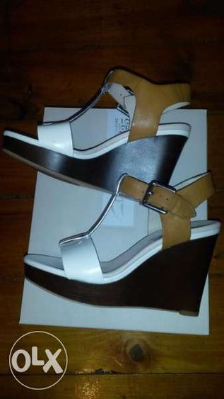 Сандали Clarks Orleans White&Brown Wedge Leather Sandals