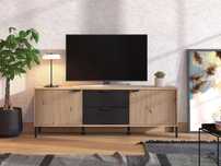 Comodă TV 157 cm, 2 sertare, 2 uși, design rustic-modern