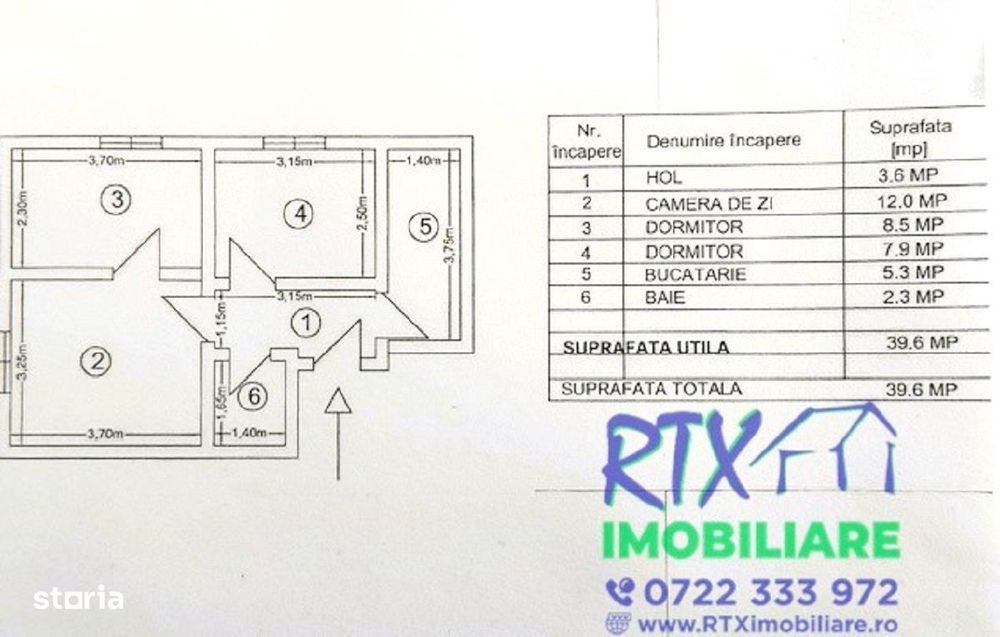 Apartament 3 cam  etaj 2 Zona BCR