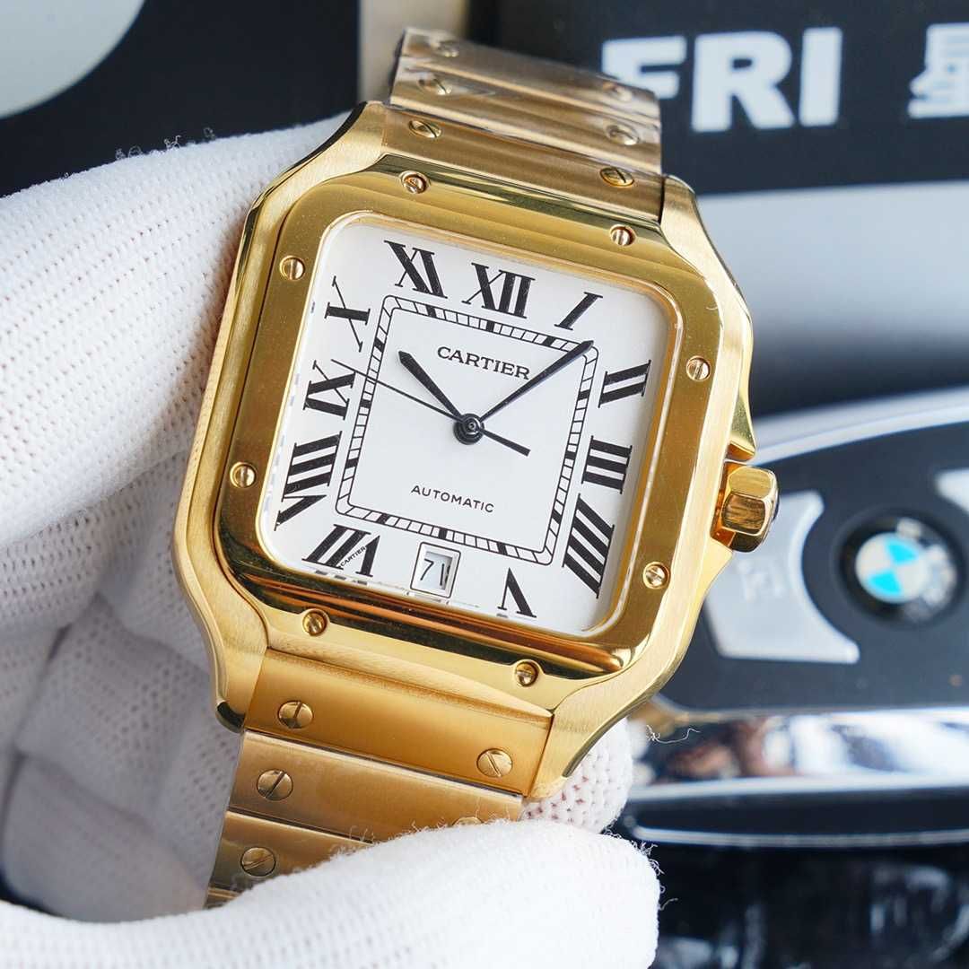 Aвтоматичен мъжки часовник Cartier Santos de Cartier Gold