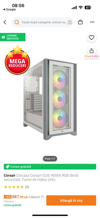 Corsair ICUE 4000X RGB Sticla securizata NOU!