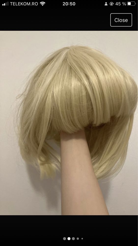 Peruca blondă fir sintetic