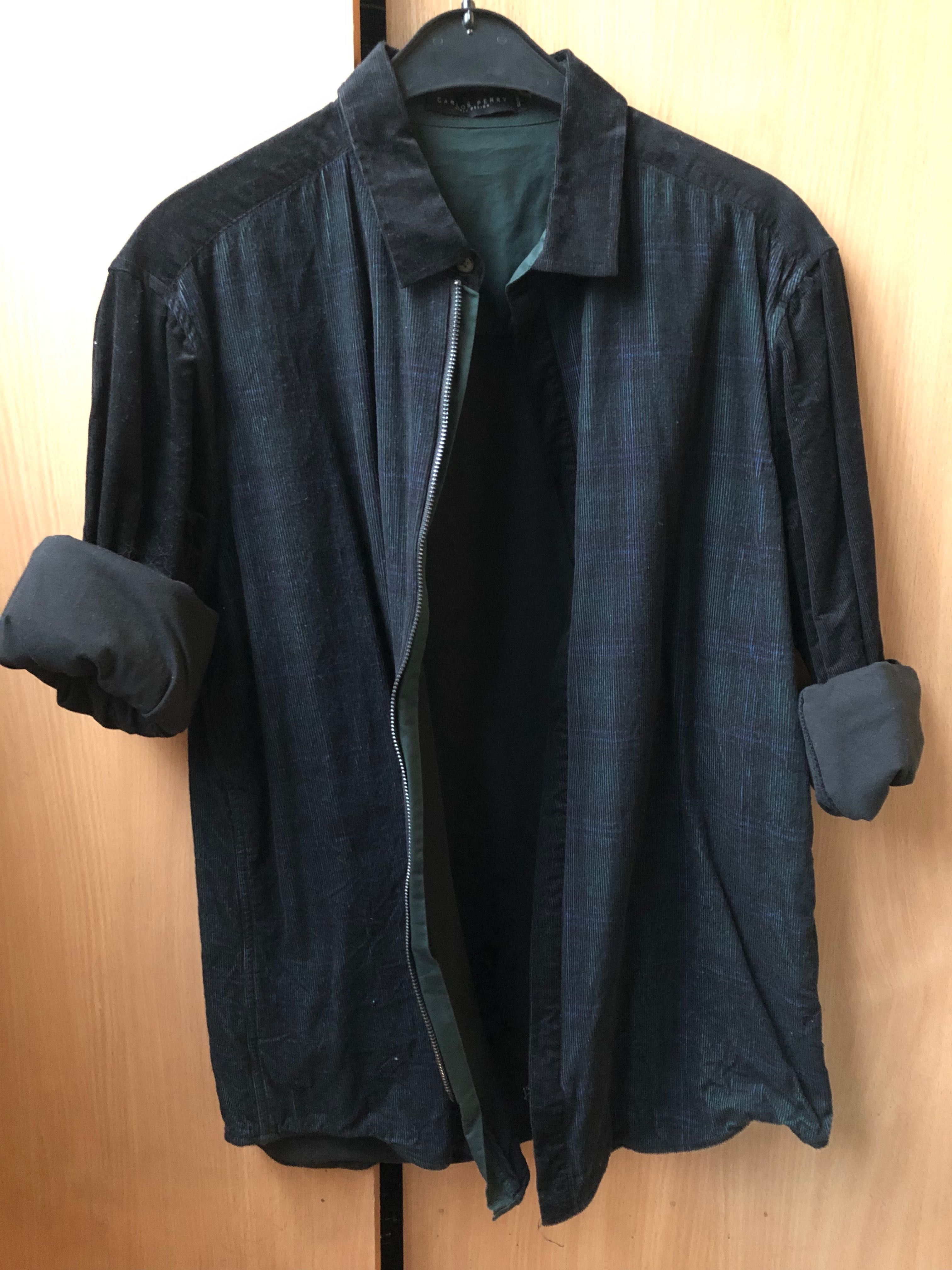 Куртка осенняя рубашка вельветовая тёмно-зелёная лёгкая