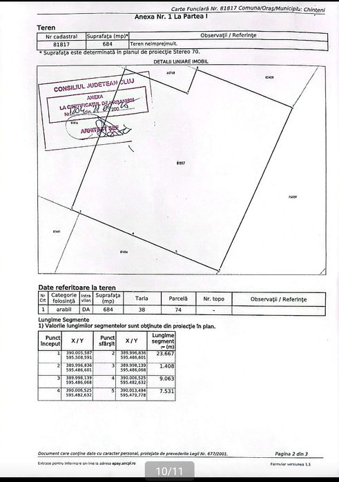 Teren intravilan cu Certificat de Urbanism, intrare in Chinteni