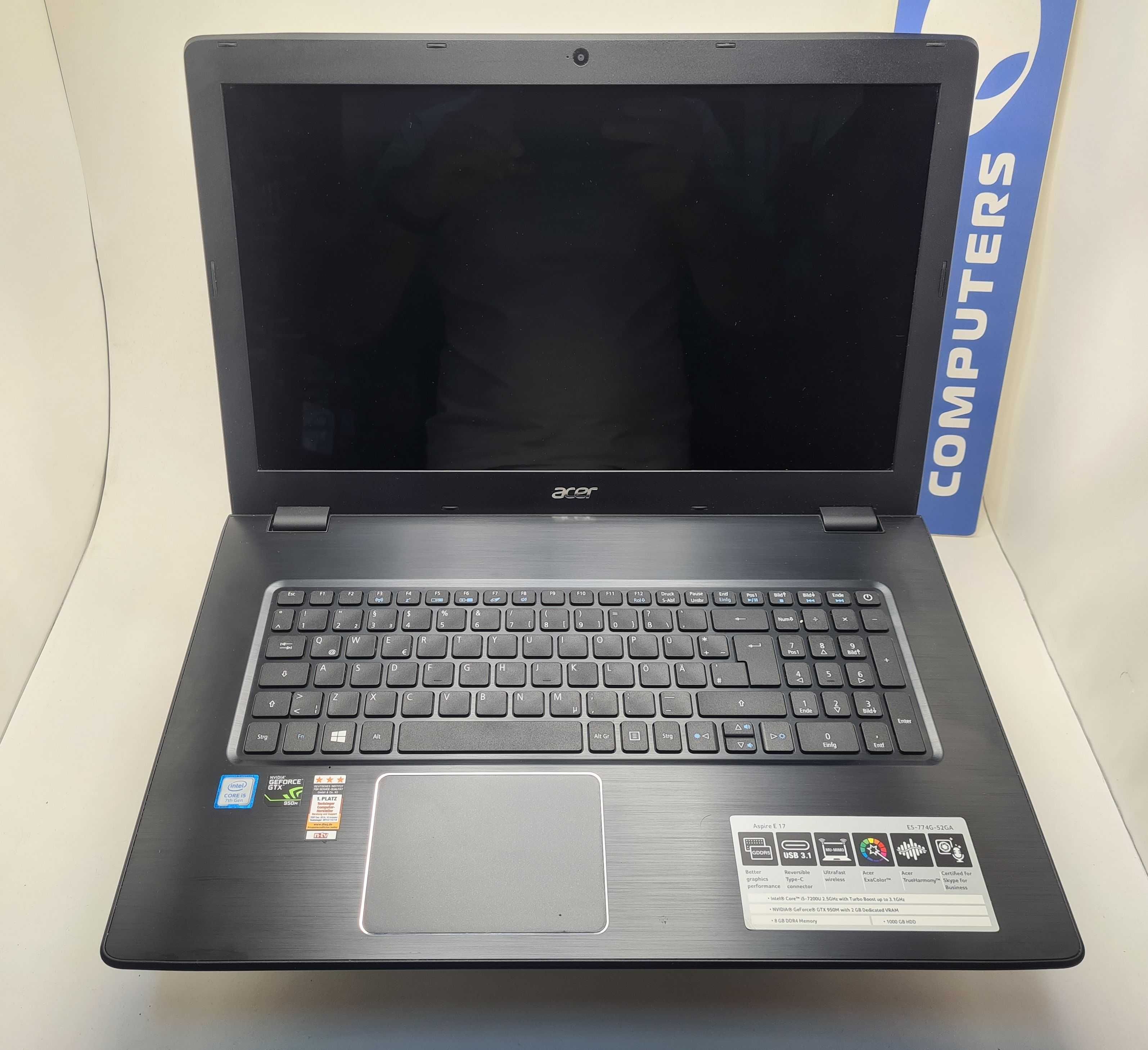 Acer Aspire E17 E5-774G  i5 7200U/8GB/250SSD/1TB HDD/GTX 950-2GB