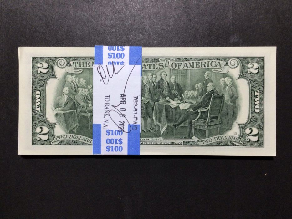 Сащ,50 х 2 долара,2017 г.UNC. Поредни Номера.Пачка.