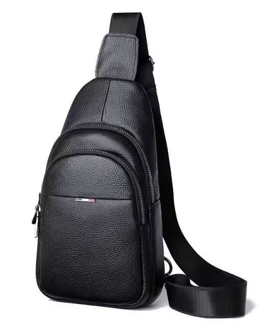 Geantă sling bărbătească din piele naturală – model sport-elegant