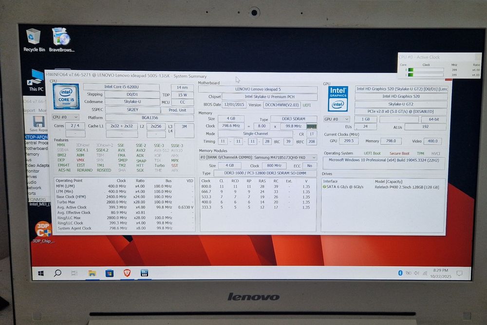 Laptop Lenovo IdeaPad 500S-13ISK procesor Intel® Core™ i5-6200U 2.3