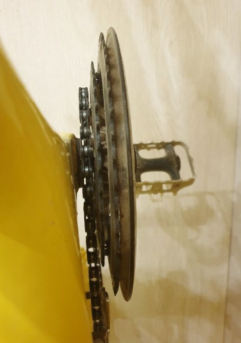 Bicicleta prototip galben  fibra de sticla UNICAT Bassano Grimeca