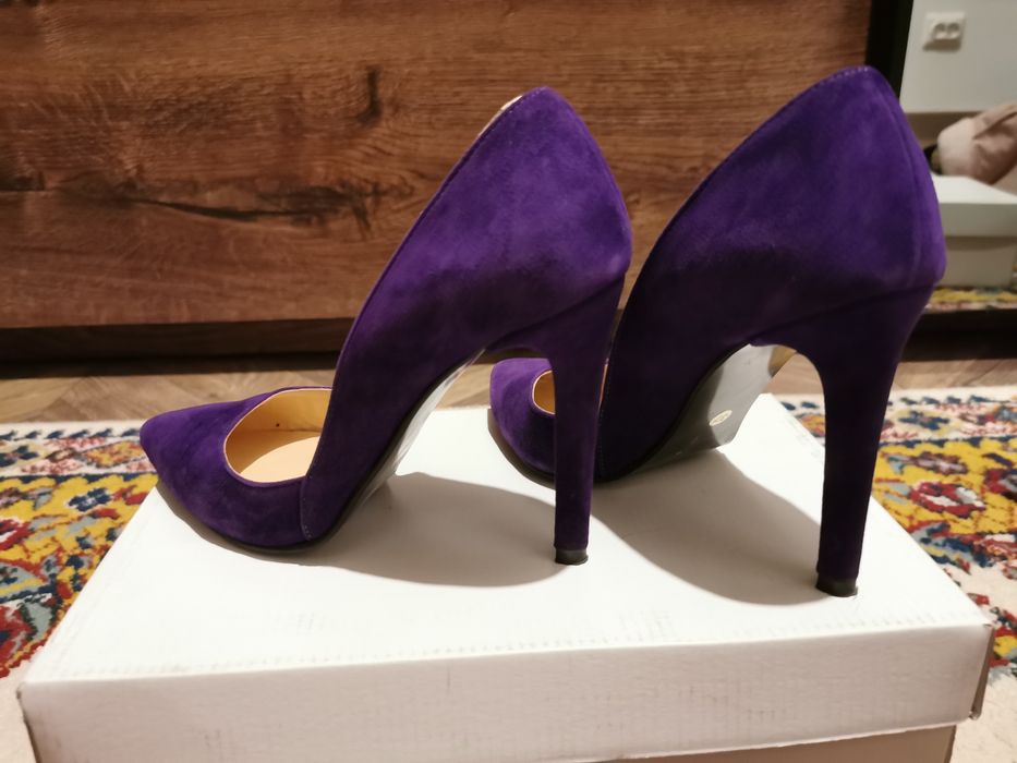 Pantofi piele intoarsa mov masura 37