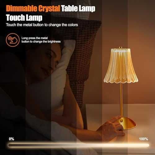 Нова Кристална нощна лампа, преносима с 3 цвята, златиста акумулаторна