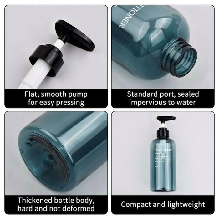 Set 3 recipiente pentru șampon, balsam și gel de duș, 500ml