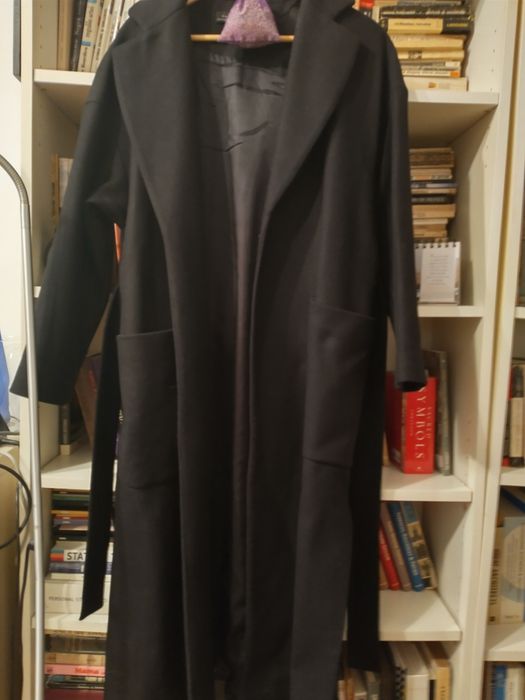 Pardesiu lână Zara Woman Lână 75% captusit supradimensionat cu cordon