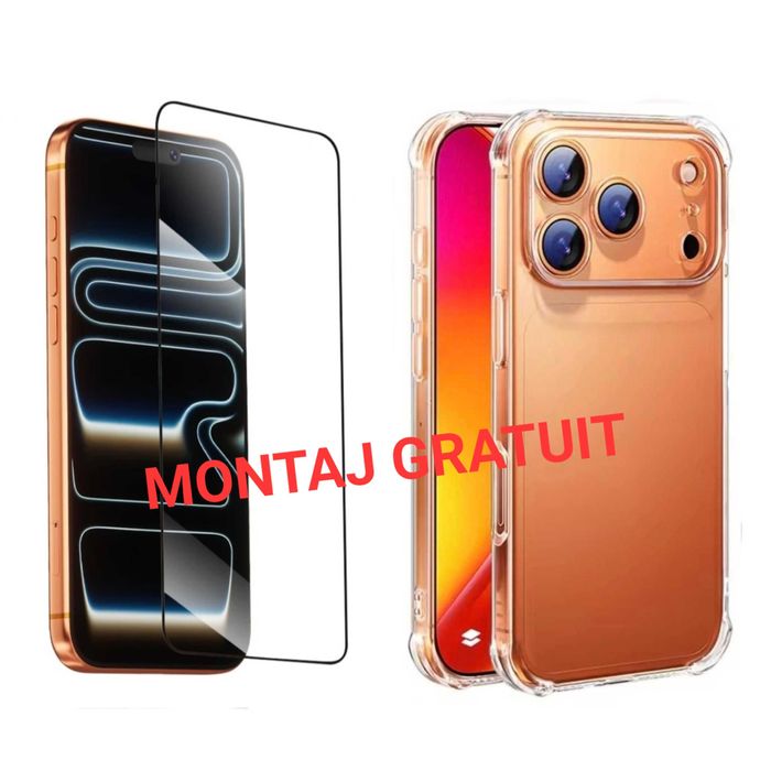 Set Folie de Sticla + Husa AntiSoc iPhone 17 Air / 16 Pro Max /14 Plus