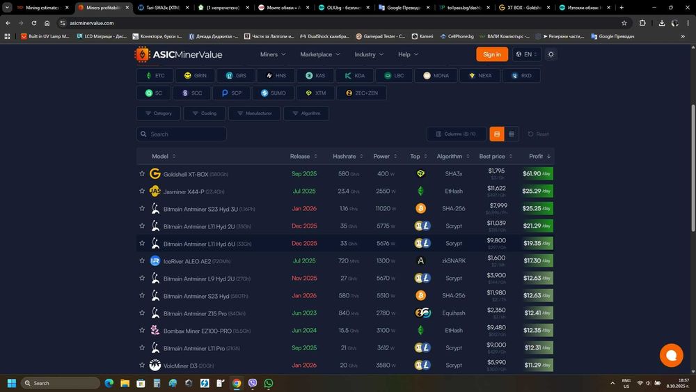 Goldshell XT-BOX Таri /XTM Майнер 560GH/s нов