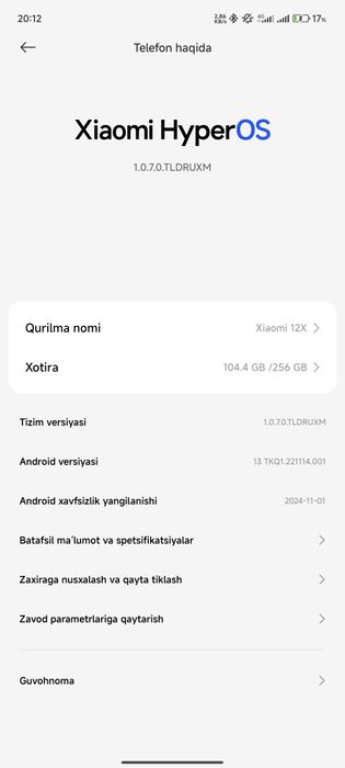 Xiaomi 12x 8+8/256gb