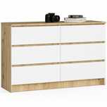 Comodă K120 Comodă Stejar Artisan 120 cm 6 sertare Alb Mat 120x40x77