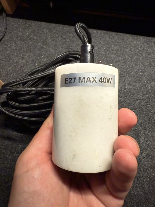 Lustra din marmura, alb, 5.5x8cm, cablu 3.5m