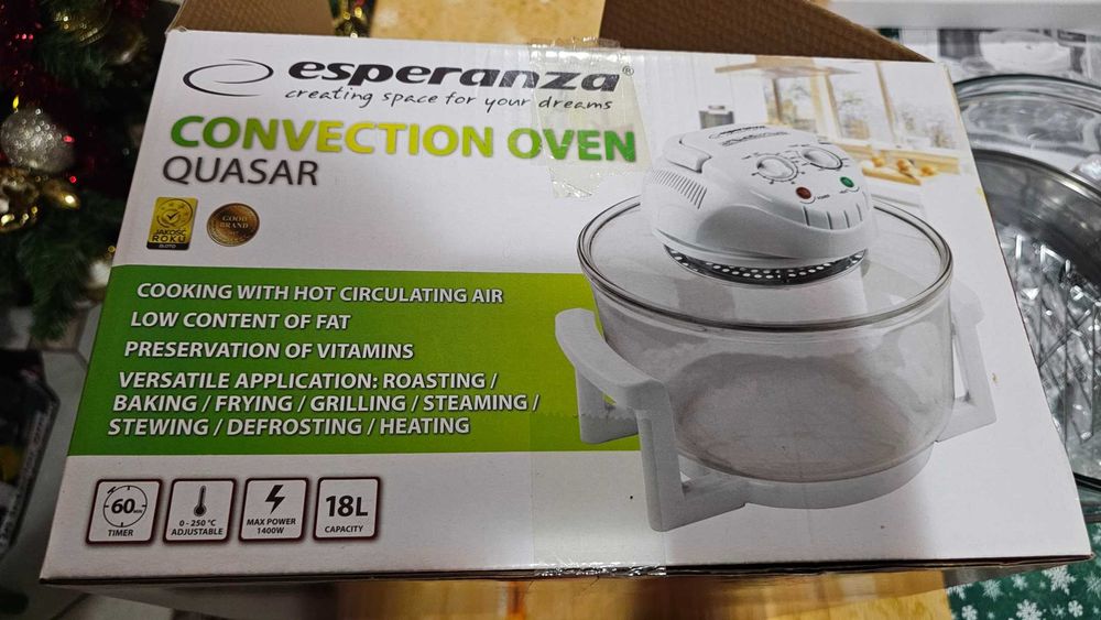Cuptor cu halogen si convectie Esperanza Quasar EKO003, 1400W 18 litri