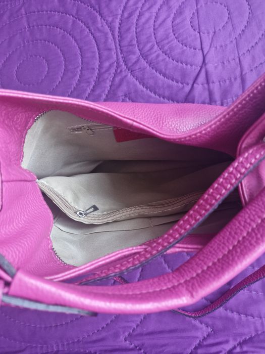 Geanta dama piele naturala fuchsia