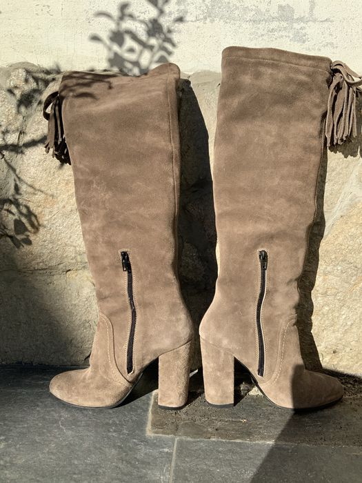 Дамски елегантни ботуши Дарис,естествен велур