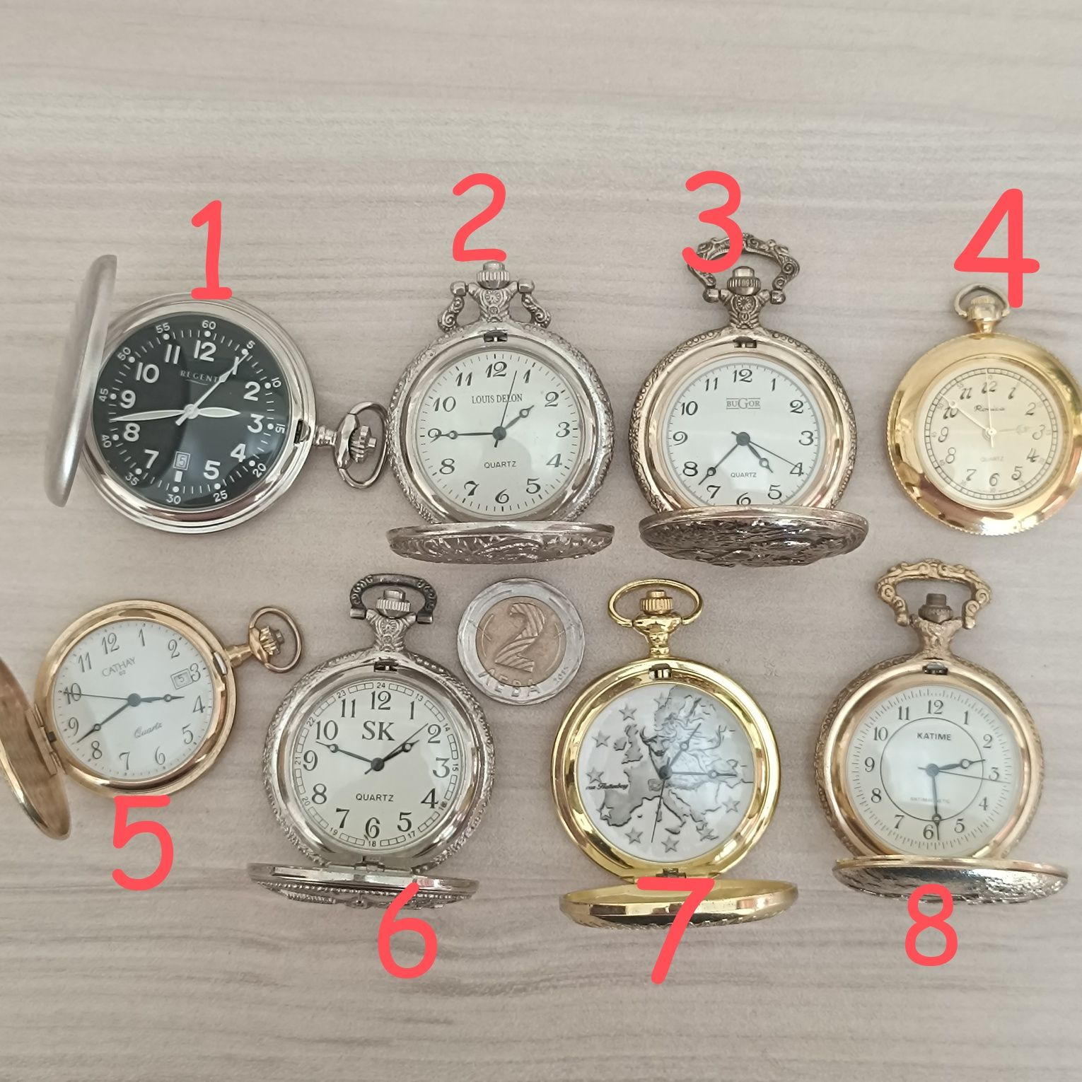 Позлатени кварцови джобни часовници с капак