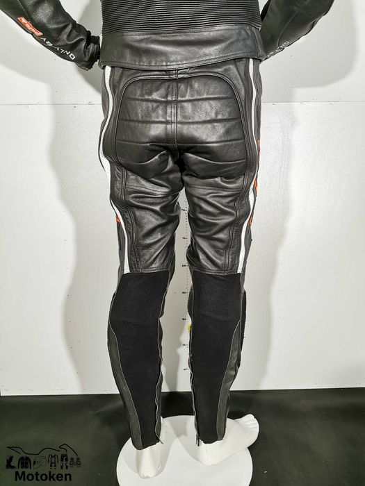 Costum moto piele FLM Diablo gri/negru portocaliu 52