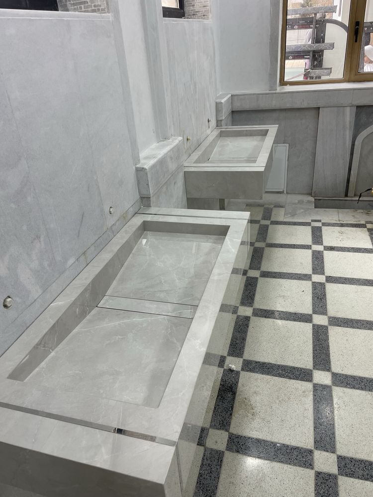 Изготовления раковины,столешница,ступенки и горшки из керамогранит