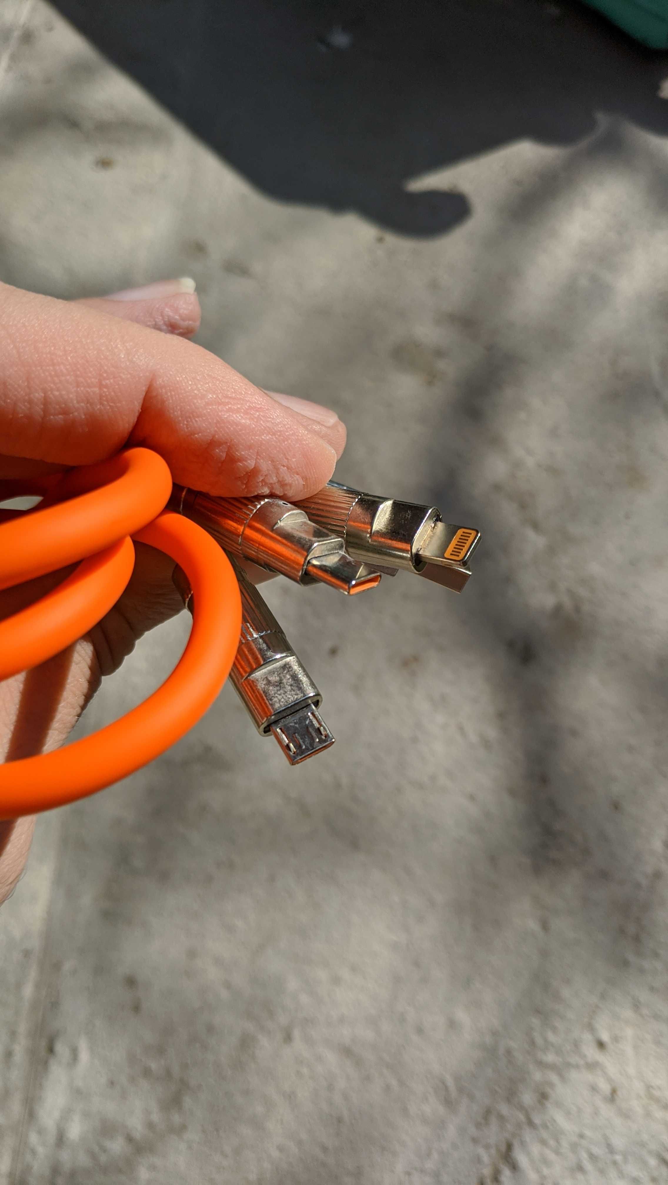 Светящийся кабеля 3в1 - силиконовые - microUSB, Type-C, iPhone