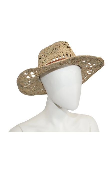 PĂLĂRIE Cowboy din Paie cu Bandă din Piele cu Ținte