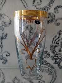 Чехия. Хрусталь Богемия. Роскошная новая ваза для цветов с позолотой.