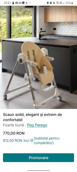 Scaun aproape nou, Peg Perego