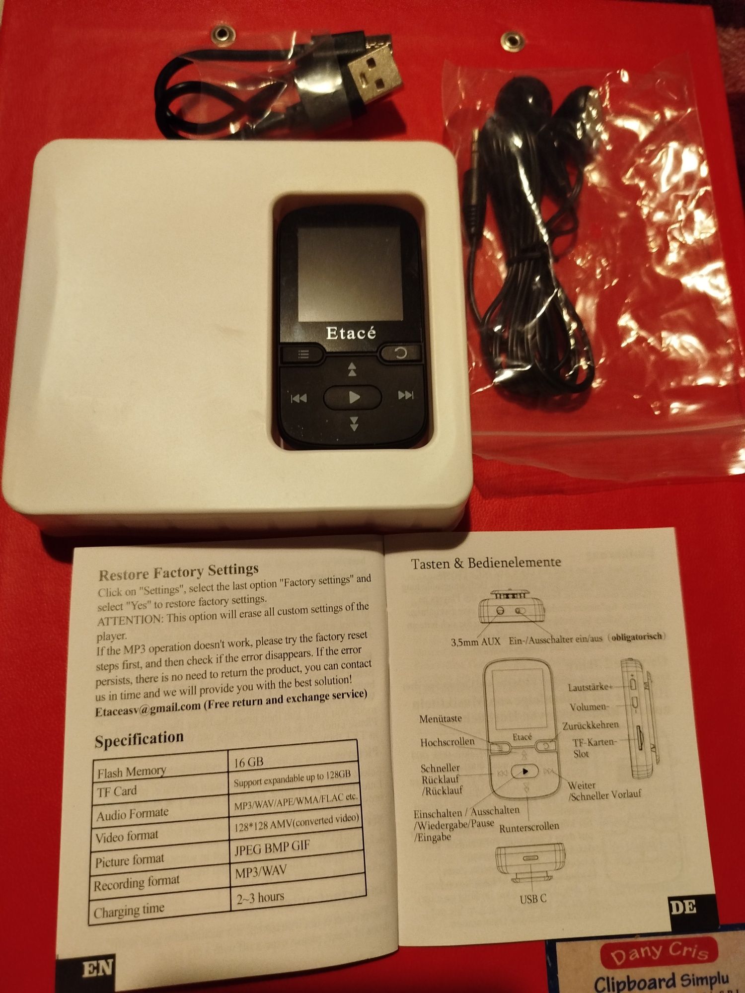 Mp3 Etace cu căști wireless și căști fir