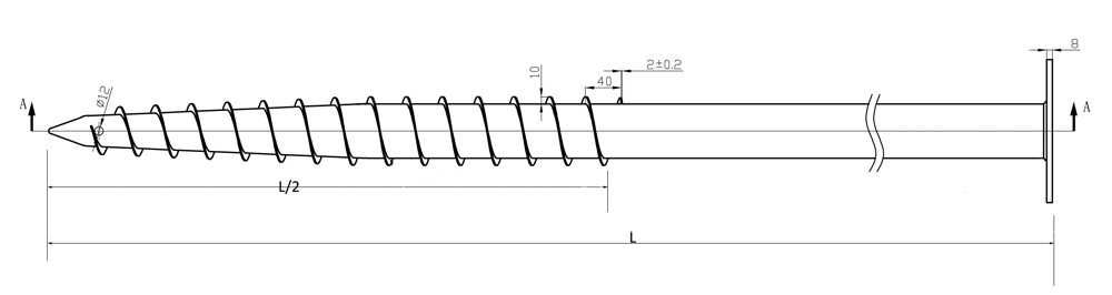 Surub ancorare pamant si suport fundatii cu flansa 76x1600mm x 2buc