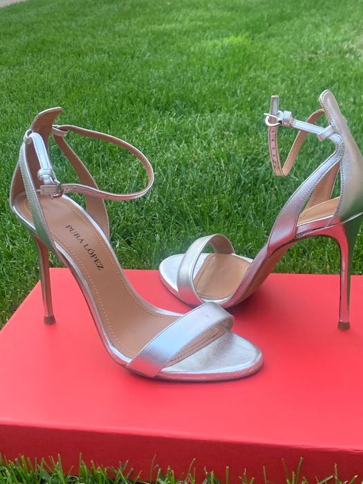 Sandale argintii Pura Lopez din piele