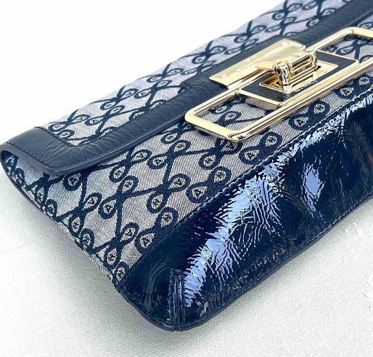 Anya Hindmarch Straw Clutch Geanta Monogram Canvas Piele