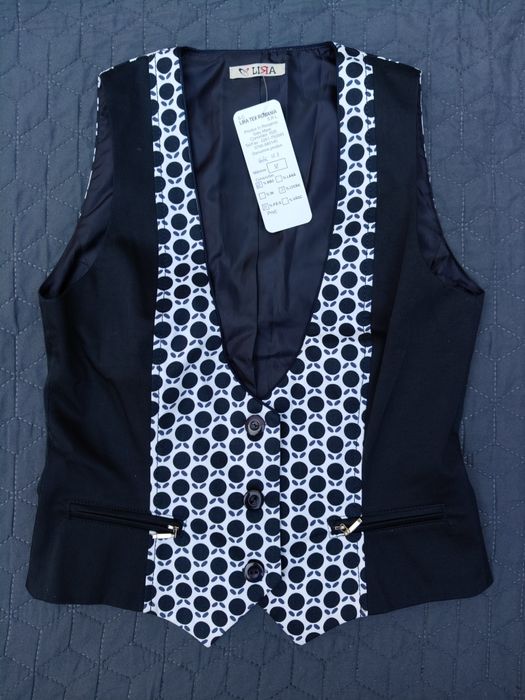 Vestă office albastră cu model