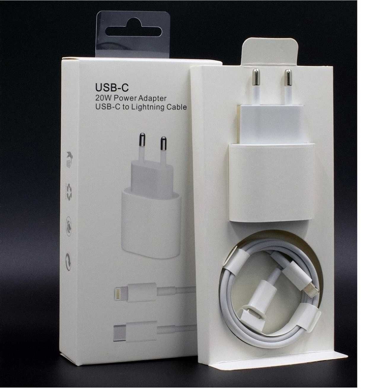 set incarcator fast charge iPhone adaptor priza 20w si cablu incarcare