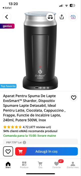 Aparat spumat lapte Evo Smart