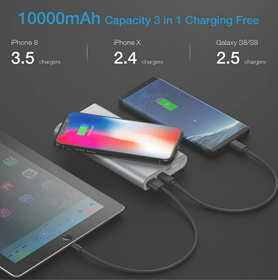 Беспроводной аккумулятор powerbank POWERADD QiPower 10000mAh. Америка