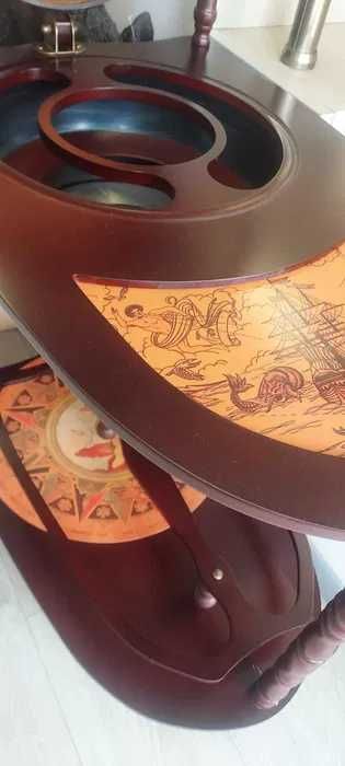 нов Глобус Бар с Маса-Стойка за Вино/Бутилки Масичка на Колела-Количка