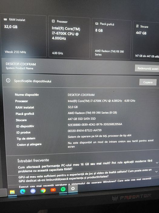 Unitate Pc  H.170  Pro Gaming Asus I7.32 GB DDR 4