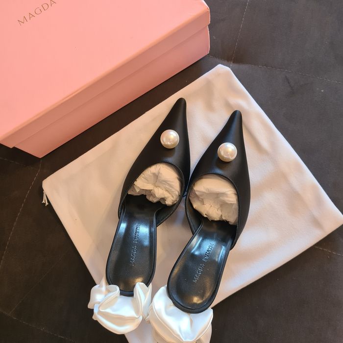 Sandale Magda Butrym - 11 cm/black satin, piele naturala/size 38,39